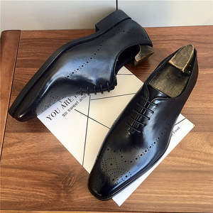 Chaussures en cuir pour hommes, décorées de cuir, style business décontracté, chaussures Oxford artisanales, chaussures de costume en cuir véritable - Product Image 1