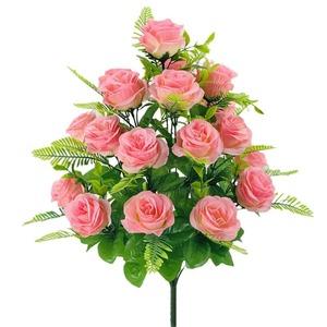 18 têtes de roses artificielles pour cimetière, fleurs de tombe, arrangements floraux, décorations de tombes en plein air - Product Image 1