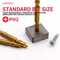 LJ-86 10 embouts de tournevis cruciformes double embout 65 mm, plaqués titane, en acier S2, PH2, tige hexagonale télescopique, pour bricolage industriel OEM