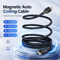 Câble magnétique USB-C tressé 2M 240W PD à charge rapide et synchronisation des données USB 2.0, Type C vers Type C, 2m, noir, OEM ODM