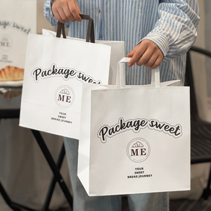 Bolsas de Papel <span class=keywords><strong>para</strong></span> Envasado de Alimentos Personalizadas, Bolsas de Papel <span class=keywords><strong>para</strong></span> Compras con Asas <span class=keywords><strong>para</strong></span> Comida Rápida, <span class=keywords><strong>Pan</strong></span>, Galletas, Pasteles y Postres - Product Image 3