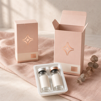 Boîte d'emballage pour flacons de peptides, 2 flacons, boîte en papier avec insert en plastique, fenêtre découpée, estampage à chaud, boîte pour flacons cosmétiques lyophilisés