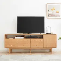 Tv Bed Modern Simple Solid Wooden TV Stand Bed Room Storage Drawer Furniture Nordic Design Natural Wood TV Pictures Cabinet
