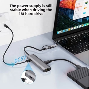 Multifunción 6 en 2 <span class=keywords><strong>HUB</strong></span> <span class=keywords><strong>USB</strong></span> <span class=keywords><strong>C</strong></span> Adaptador multipuerto USB3.2 DC5V para computadora portátil <span class=keywords><strong>Usb</strong></span> TYPE-<span class=keywords><strong>C</strong></span> a RJ45 Gigabit - Product Image 5