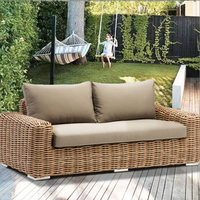 Conjunto de Sofás de Mimbre de Ratán Modernos para Exteriores, con Cojines Ecológicos Resistentes a la Intemperie y de Secado Rápido para Jardín
