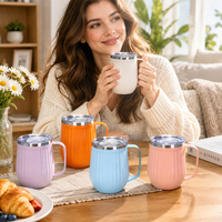 Mug à café en acier inoxydable à double paroi de 360 ml (12 oz) OEM ODM, tasse isotherme sous vide avec poignée, couvercle sans BPA, logo personnalisé, couleur et emballage sur mesure