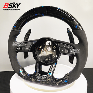 Volante de Cuero y Fibra de Carbono Forjada para Modificación Interior de Automóviles <span class=keywords><strong>Audi</strong></span>, Compatible con A1 A3 A4 A5 A6 Q1 Q3 <span class=keywords><strong>Q4</strong></span> - Product Image 3