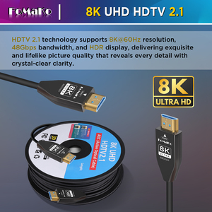 Câble FoMaKo 8K en fibre optique plaqué or pour connecteurs mâles (49,21 ~ 328,08) FT (15-100m) Ultra Haute Vitesse 48 Gbps UHD HDTV 2.1 - Product Image 4