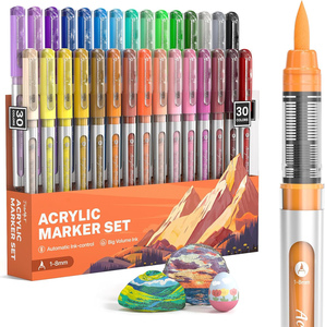 Marcadores de Pintura Acrílica JusArt con Punta de Pincel, 30 Colores, a Base de Agua, Sin Derrames, con Control Automático de Tinta, Resistentes al Agua, para Manualidades - Product Image 1