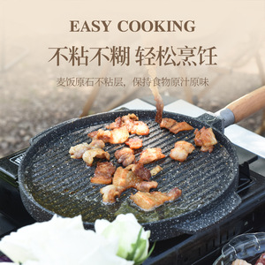 Round Non Stick Teppanyaki Grill Pan Maifan Stone Coating Easy Cleaning Frying Pan For Steak Pizza Outdoor Cooking - Product Image 2