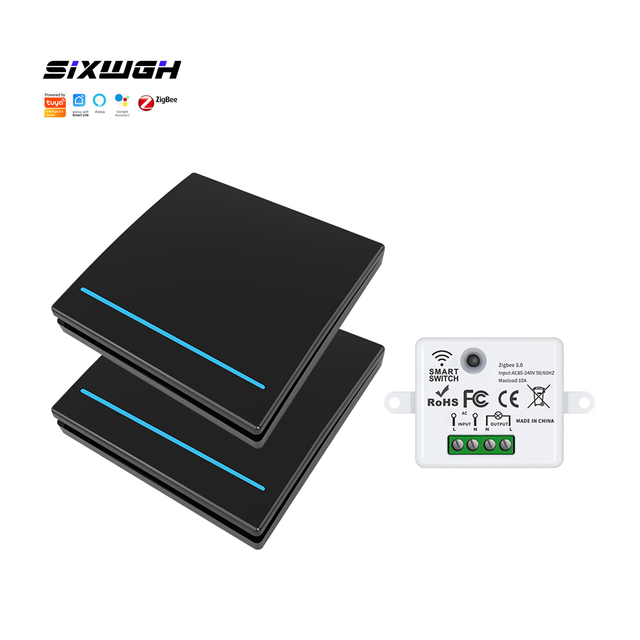 SIXWGH Zigbee Wireless Switch 1 Gang With Touch Remote Panel Smart Life App Control Work with Alexa Voice Command Mini Switch