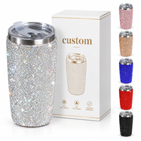 Gobelet à café isotherme de luxe en acier inoxydable à double paroi de 16 oz avec couvercle, orné de strass étincelants, idéal pour la fête des Mères