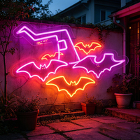 Lumières néon LED d'Halloween avec chapeau de sorcière, fantôme, chat, citrouille, BOO, décoration acrylique pour fête, montage mural, IP65, garantie de 3 ans
