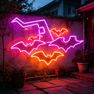 Lumières néon LED d'Halloween avec chapeau de sorcière, fantôme, chat, citrouille, BOO, décoration acrylique pour fête, montage mural, IP65, garantie de 3 ans - Product Image 4