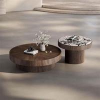 Table basse ronde en bois de style moderne minimaliste, ensemble de meubles élégants pour salon, design italien unique