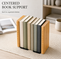 Grandes serre-livres en bambou naturel en forme de livre, pour livres lourds, lot de 2, serre-livres en bois antidérapants, noyer