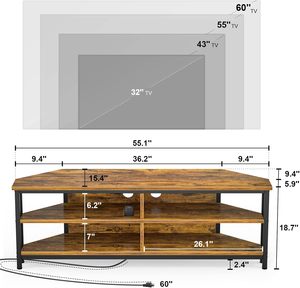 Moderno Soporte de <span class=keywords><strong>TV</strong></span> <span class=keywords><strong>Esquinero</strong></span> de Madera Ecológica con Tomacorriente y Gabinetes de Almacenamiento, Consola de <span class=keywords><strong>TV</strong></span> <span class=keywords><strong>para</strong></span> Sala de Estar, Compatible con Televisores de <span class=keywords><strong>55</strong></span>-59 <span class=keywords><strong>Pulgadas</strong></span> - Product Image 6
