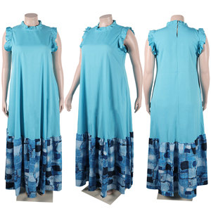 Srs10292 Mới Thời Trang Thanh Lịch Mùa Hè Ăn Mặc Lỏng A-Line Không Tay In Dài Ăn Mặc Phụ Nữ Maxi Dress - Product Image 5