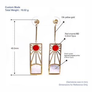 Pendientes Colgantes de Oro 10K Personalizados TIANYU GEMS con Esmalte Redondo y Forma Especial de Ostra, Joyería Geométrica de Lujo para Mujer - Product Image 2