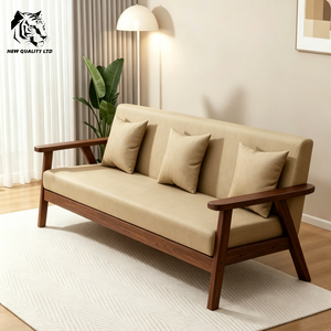 Fábrica ofrece sofá nórdico nuevo de diseño, muebles de sala de estar de madera y tela, personalizado, a precio económico, gran stock listo para enviar. - Product Image 6