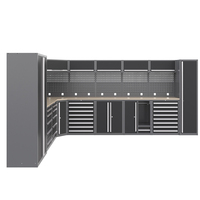 Armoire à outils d'angle en acier noir grande taille, 3 tiroirs, hauteur réglable, capacité de charge 600 kg, personnalisable OEM/ODM/OBM pour