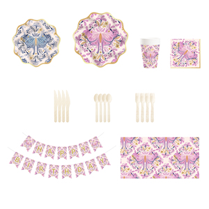 DAMAI Purple Butterfly Birthday Party Tableware Set Bug Birthday Party Supplies Set Plates Napkins Cup Tableware for 8 Guests - Product Image 6