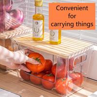 Boîte de rangement en plastique avec couvercle en bois de bambou superposable pour comptoir de cuisine, bouteille de conditionnement marin, plusieurs couches, tasses
