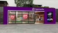 Magasin de proximité préfabriqué à bas prix, vente chaude, conteneur de 20 pieds ou 40 pieds