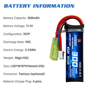 PONFLY batterie au Lithium Lipo à haut débit 300mAh 7.4V 11.1V <span class=keywords><strong>90C</strong></span> 2S 3S batterie Lipo pour batterie de voiture RC Micro FPV Racing Drone - Product Image 3