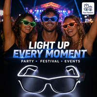 Kacamata Pesta LED Neon Berwarna-warni, Kacamata Plastik Dewasa Tahan Air untuk Kostum Halloween, Rave, Festival, Acara Malam