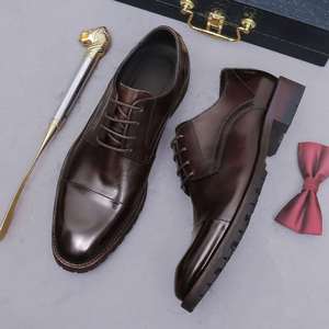 Classic Men's Business Leather Shoes with Thick Soles and Elevated <b>Heels</b> Trendy <b>Red</b>-Soled Men's New Style Shoes - Product Image 2