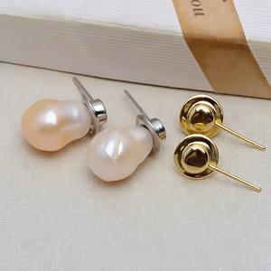 Wenchi S925 Silver <b>Top</b> <b>Hat</b> Earrings Versatile Baroque Pearl Hollow DIY Accessory for <b>Women</b> China Jewelry Findings Components - Product Image 5