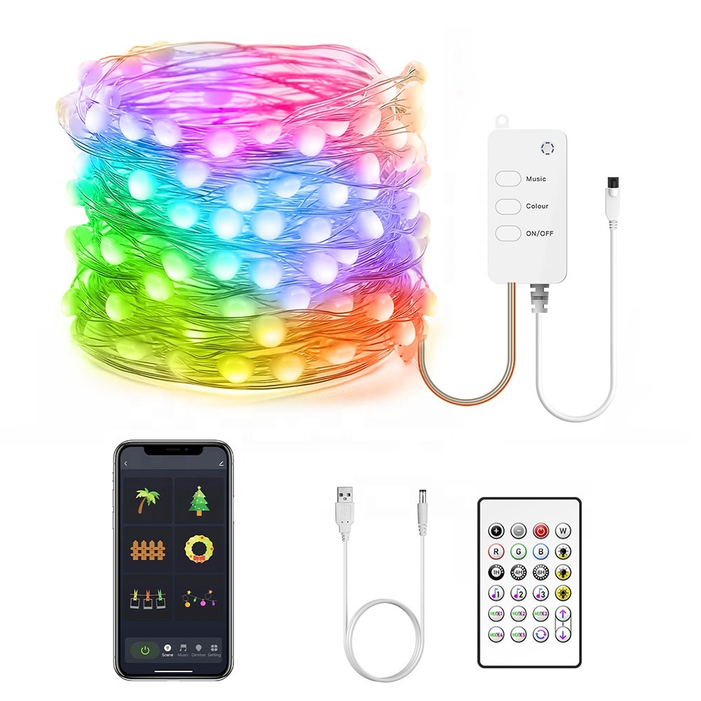 DC 5V Christmas Fairy String Lights WIFI BLE USB Waterproof LED Copper Wire String Light Remote Controller For Garden Courtyard