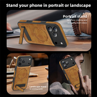 Nouvelle conception, étui de protection magnétique en cuir PU avec support, protection intégrale anti-chute pour téléphone IP17 16 15 14 13 12 11
