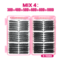 Ensemble de faux cils en grappe de vison synthétique, faits main, 32 rangées, longueurs mixtes, courbure D, segmentés, styles multiples, doux et légers, en forme de livre