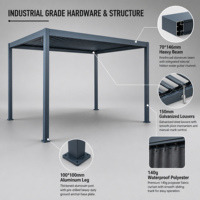 Pergola de luxe 3x3m en aluminium thermolaqué avec toit à lames orientables électriques, supports faciles à assembler, résistante à la décomposition