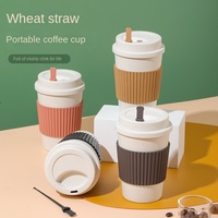 Mug à café portable 450 ml, couleur unie, design moderne et minimaliste, avec couvercle, pour étudiants, idéal pour boire directement du café, du lait, du thé ou de l'eau.