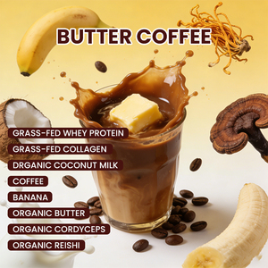 Proteína de Suero en Polvo, Café con Mantequilla, 25 g de Proteína, 10 g de Colágeno con Reishi Orgánico y Cordyceps, Polvo para Batidos de Proteína con Vaso Mezclador - Product Image 2