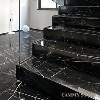 Dalles de sol en marbre noir naturel Cammy Stone Nero Marquina, écologiques et imperméables, pour comptoirs de cuisine et repas en extérieur