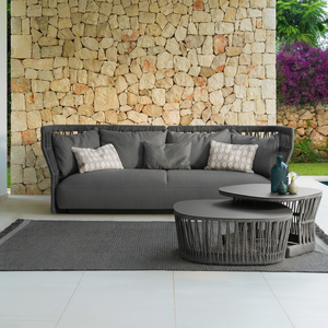 ชุดโซฟาหวายถักกรอบอะลูมิเนียมกันน้ำ ดีไซน์หรูหราทันสมัย สำหรับพื้นที่กลางแจ้ง ลานบ้าน และสวนพักผ่อน - Product Image 3
