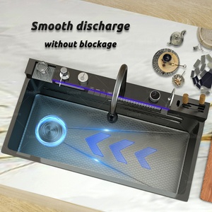 Lavello da Cucina in Acciaio Inox 8848 Nero con Display Digitale, Rubinetto Multifunzione a Cascata e Portacoltelli per Installazione Sottopiano - Product Image 3