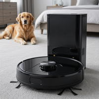 Robot Vacuum Cleaner Pintar dengan Daya Hisap 3500PA, Navigasi LDS Slam, Filter HEPA, Warna Hitam, Fungsi Menyapu & Mengepel, Dikendalikan melalui Aplikasi