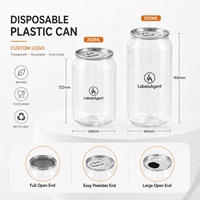 Boîtes en plastique PET de 250 ml et 350 ml avec logo personnalisé, motif et languette d'ouverture facile, boîtes transparentes pour soda