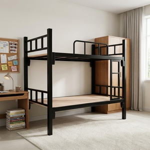 Lit superposé en métal robuste à deux niveaux, idéal pour les dortoirs scolaires et les chantiers – Meilleur prix - Product Image 1