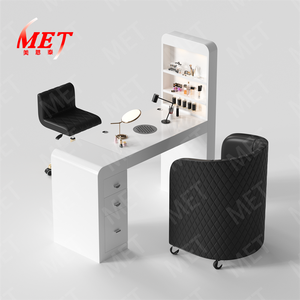 Conjunto de <span class=keywords><strong>Mesa</strong></span> y Silla para Manicura, Diseño Moderno y Sencillo, <span class=keywords><strong>Mesa</strong></span> Doble de Mármol, Silla de Salón de Belleza, <span class=keywords><strong>Mesa</strong></span> Doble para Manicura - Product Image 2