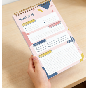 Bloc-notes personnalisé avec impression sur mesure, planificateur quotidien, mensuel et hebdomadaire, feuilles détachables, liste de choses à faire, cadeau PP - Product Image 1