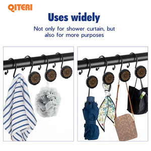 Crochets pour <span class=keywords><strong>rideau</strong></span> de douche en résine antirouille, 5 pièces, décoratifs, fleur, tige de douche pour salle de bains, tige de douche - Product Image 4