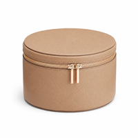 Sac de rangement pour flacons d'huiles essentielles en cuir PU rond de grande capacité, trousse de toilette portable à fermeture éclair pour femmes
