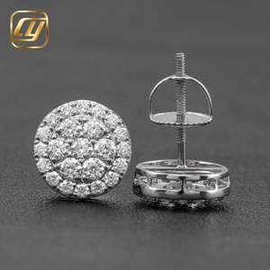Boucles d'oreilles clous de luxe pour femme en moissanite plaqué or 18 carats, taille brillant rond, sertissage à griffes, bijoux de mariage - Product Image 3