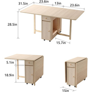 Gỗ màu nối dài thả lá gấp bàn ăn <span class=keywords><strong>2</strong></span> ngăn kéo <span class=keywords><strong>4</strong></span> bánh xe tiết kiệm không gian cho phòng khách nhà Bếp trang trại phong cách - Product Image 2
